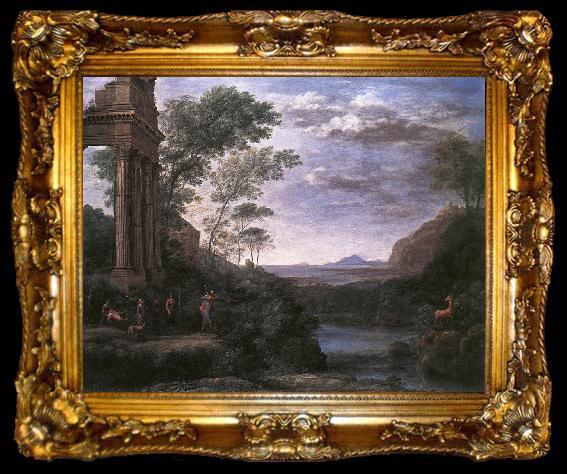 framed  Claude Lorrain Landscape with Ascanius Shooting the Stag of Sylvia, ta009-2